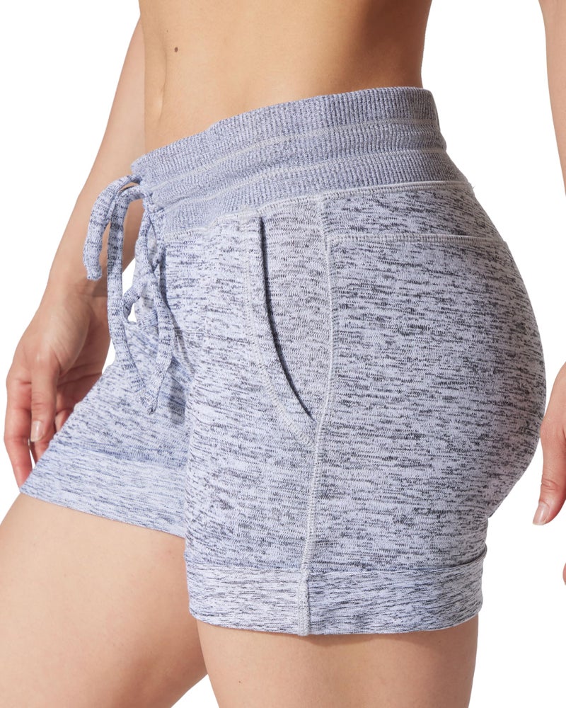90 Degree By Reflex Womens Soft Sweat Shorts High Waisted Drawstring Lounge Shorts with Pockets - Heather Grey - 3X - Image 2